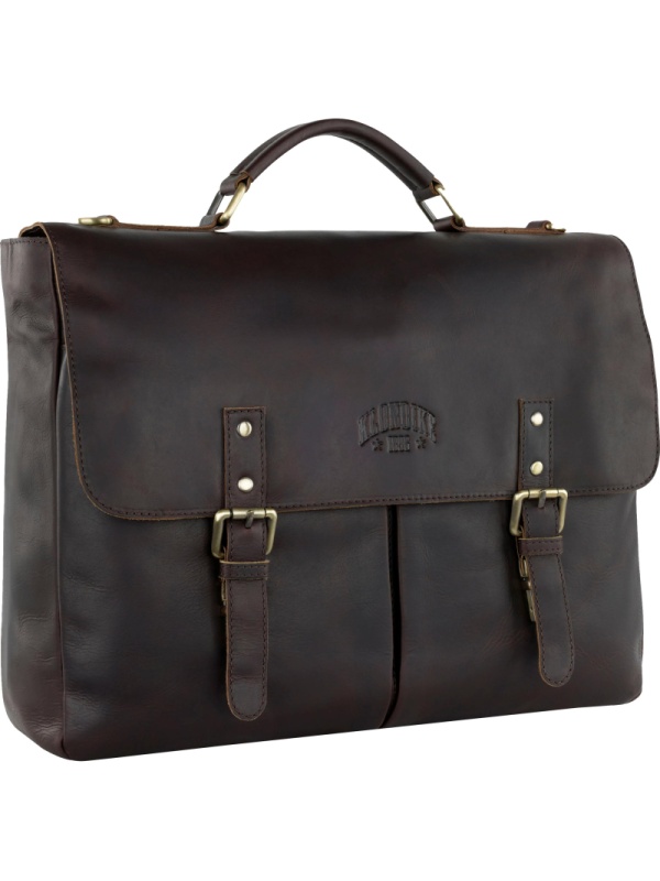 Портфель KLONDIKE RUSH 'Louis',натур кожа темн-корич, 40х30х10см,KD1316-03