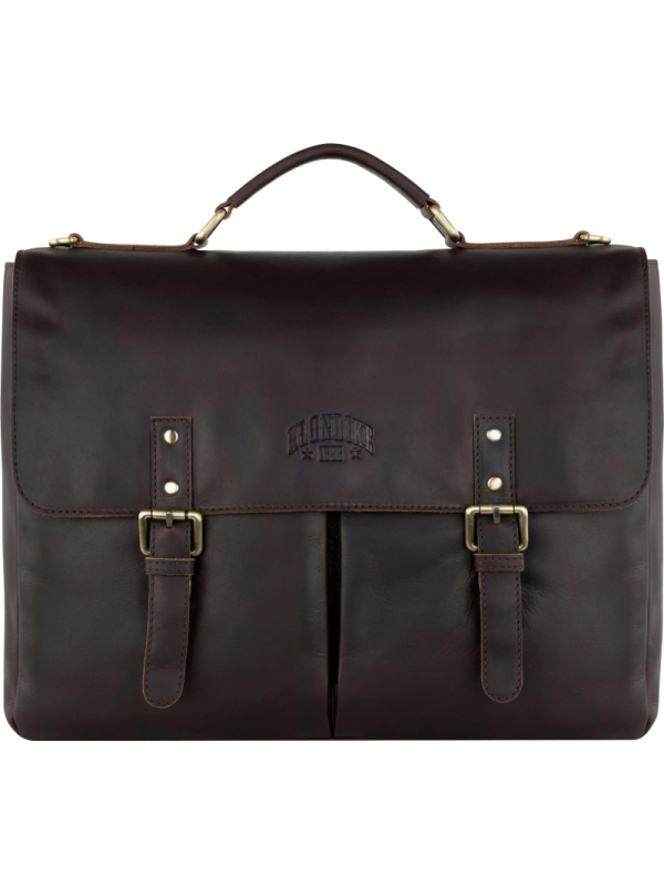 Портфель KLONDIKE RUSH 'Louis',натур кожа темн-корич, 40х30х10см,KD1316-03