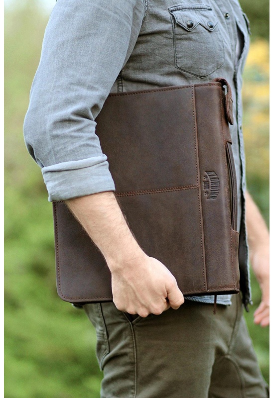 Сумка-папка д/док-в KLONDIKE Ben нат кожа тем-корич, 33х22,5х2,5 KD1036-03