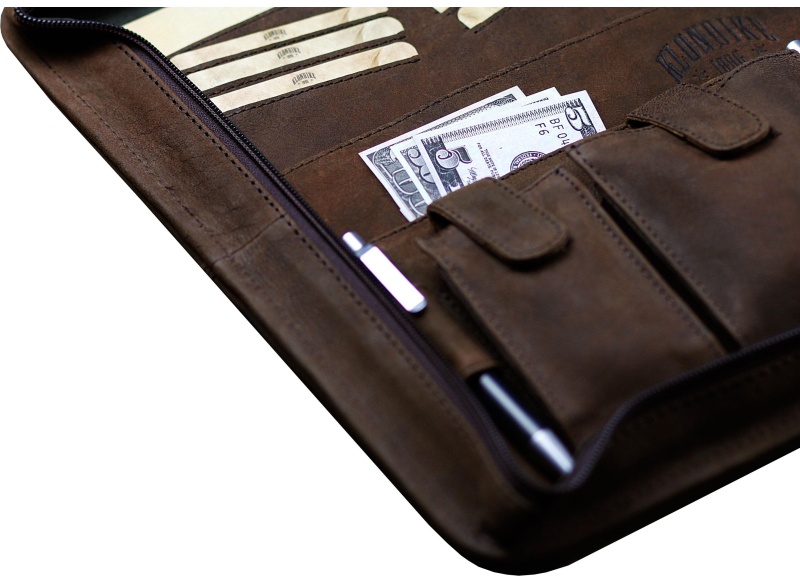 Сумка-папка д/док-в KLONDIKE Ben нат кожа тем-корич, 33х22,5х2,5 KD1036-03