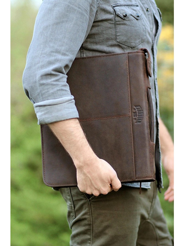 Сумка-папка д/док-в KLONDIKE Ben нат кожа тем-корич, 33х22,5х2,5 KD1036-03