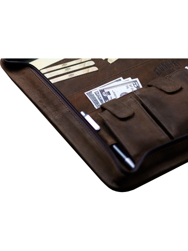 Сумка-папка д/док-в KLONDIKE Ben нат кожа тем-корич, 33х22,5х2,5 KD1036-03