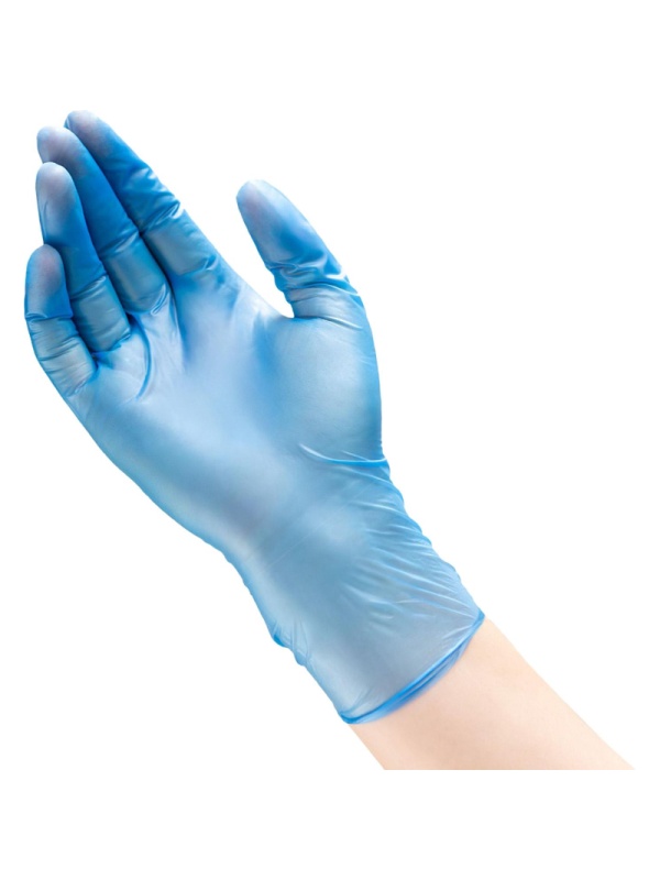 Перчатки однораз. виниловые, н/о, голуб. AVIORA (L) 50п/уп 5,5гр  ПС