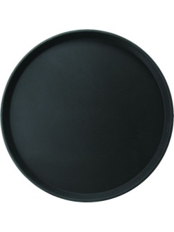 Черный прорезиненный круглый поднос «Проотель» (диаметр 27,5 см)