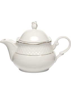 Чайник заварочный «Афродита»;фарфор;1,4л;D=26,5,H=19см;белый,золотой