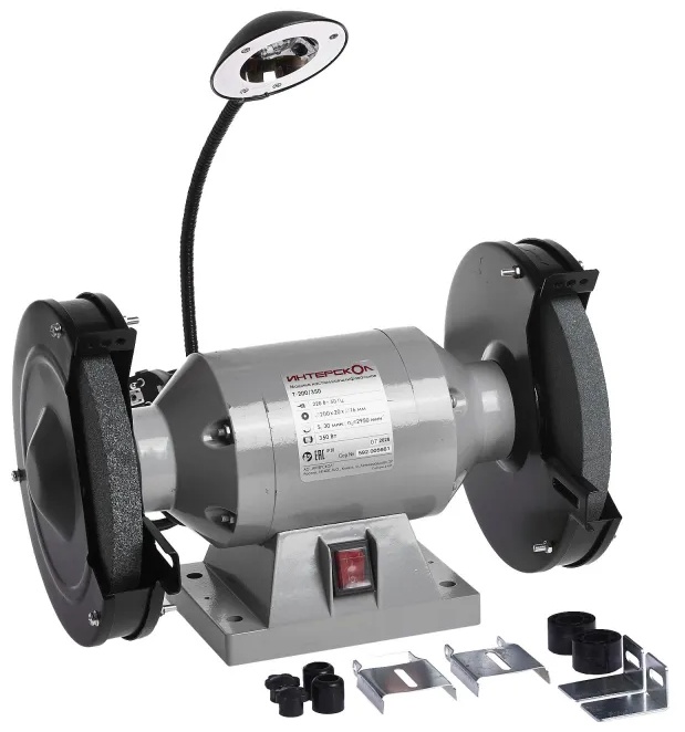 Станок заточный (точило) ИНТЕРСКОЛ Т-200/350 Ø200мм, подсветка (592.1.0.00)