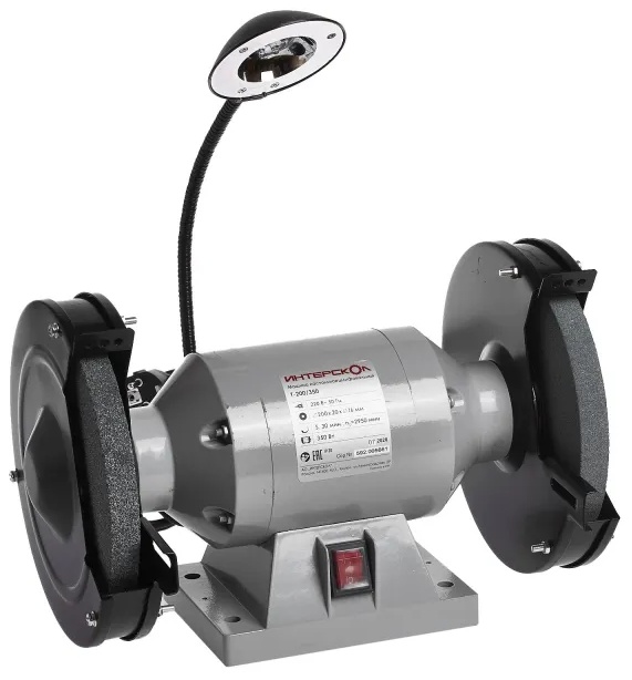 Станок заточный (точило) ИНТЕРСКОЛ Т-200/350 Ø200мм, подсветка (592.1.0.00)