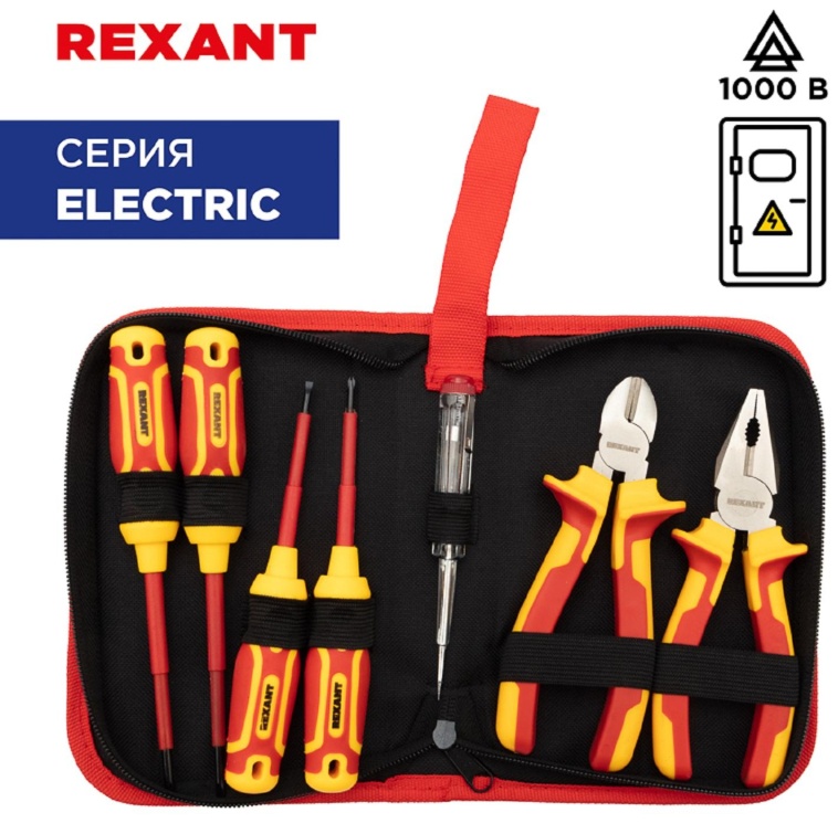 Набор инструмента диэлектрического RI-01, тканевый пенал, 7 предм, до 1000В