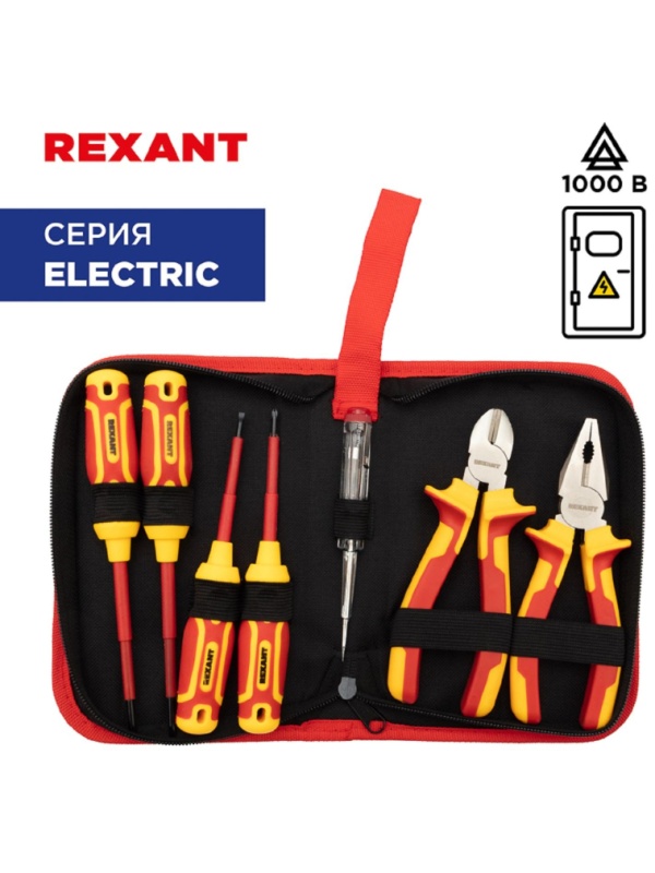Набор инструмента диэлектрического RI-01, тканевый пенал, 7 предм, до 1000В