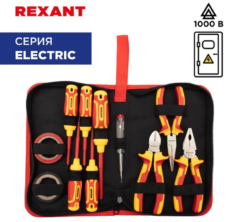 Набор инструмента диэлектрического RI-02, тканевый пенал, 11 предм,до 1000В