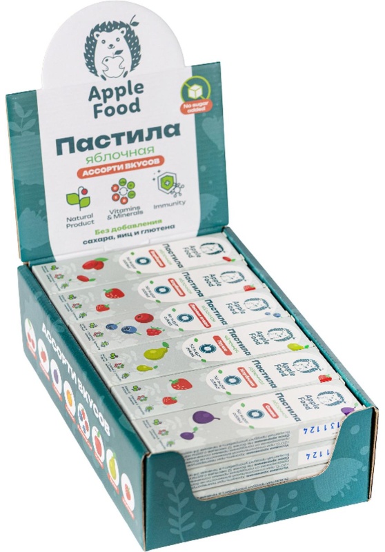 Пастила Apple Food слив_барб_гр_абр_клуб_лес.яг_виш_ябл (960г) 40гx24шт/уп