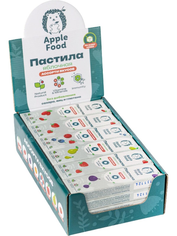 Пастила Apple Food слив_барб_гр_абр_клуб_лес.яг_виш_ябл (960г) 40гx24шт/уп