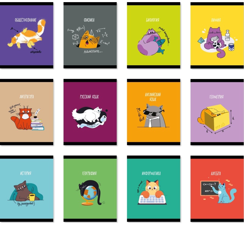 Тетрадь предметная набор Комус Класс  Котики 12 шт., 48., А5