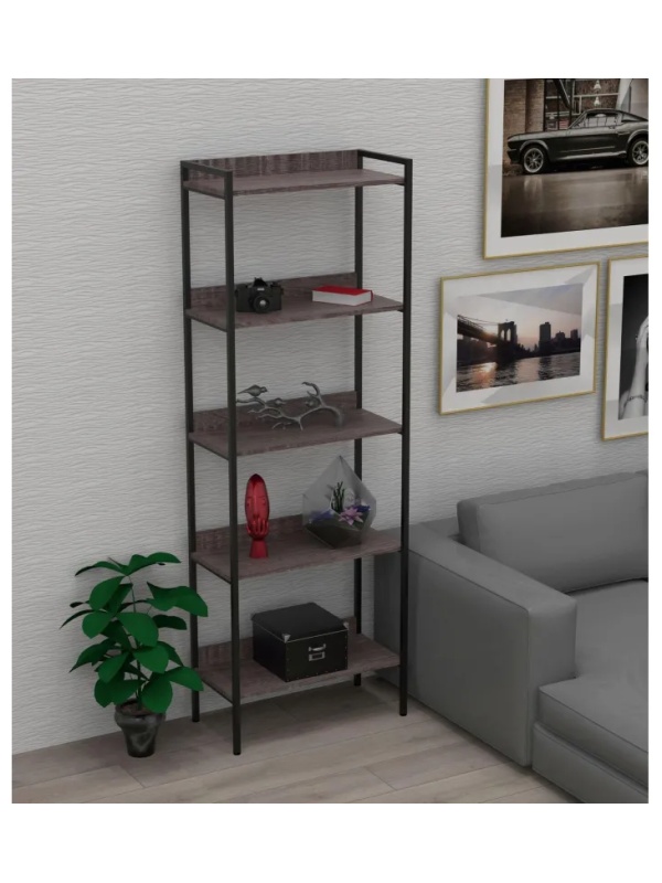 Стеллаж TI_Комус Онега-10, 5 полок, рег опоры, 675х1950мм, ясень анкор темн