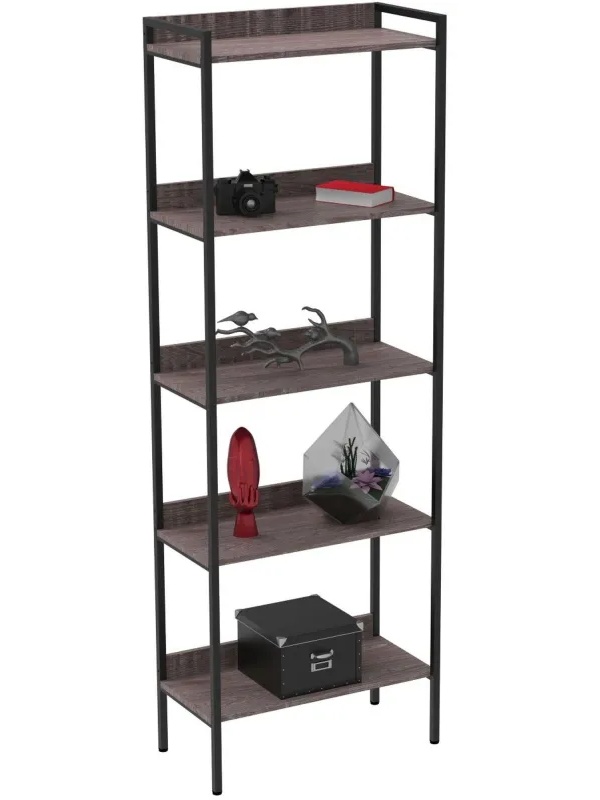 Стеллаж TI_Комус Онега-10, 5 полок, рег опоры, 675х1950мм, ясень анкор темн