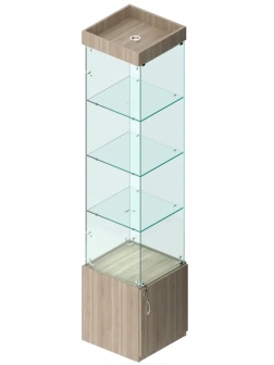 Витрина W_ИСТРА №4 с дверкой,зад.стенка зеркало 450х470х2100 дуб сонома