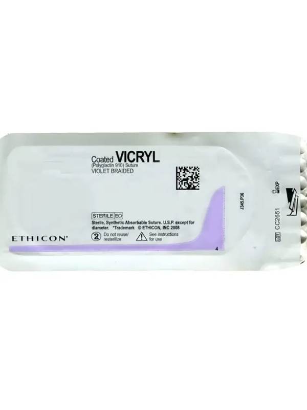 Шовный материал ВИКРИЛ 2/0. 90 см фиолет. Кол. 40 мм, 1/2 W9466 12шт/уп