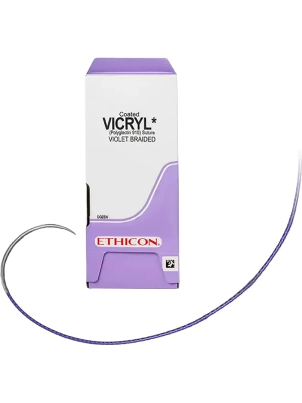 Шовный материал ВИКРИЛ 2/0. 90 см фиолет. Кол. 40 мм, 1/2 W9466 12шт/уп