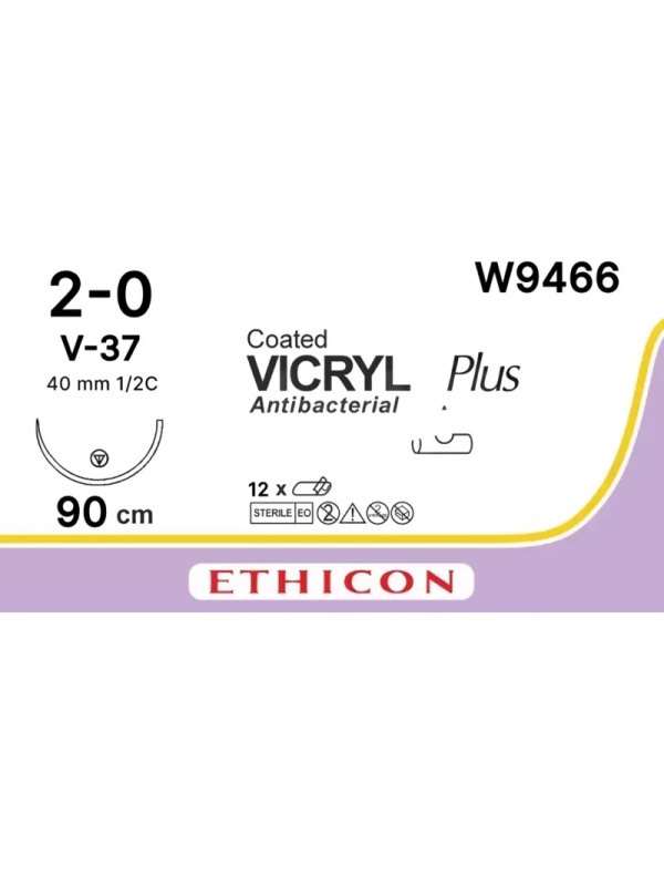 Шовный материал ВИКРИЛ 2/0. 90 см фиолет. Кол. 40 мм, 1/2 W9466 12шт/уп