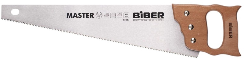 Ножовка по дереву БИБЕР 85662 МАСТЕР 2D заточка средний зуб, 450мм