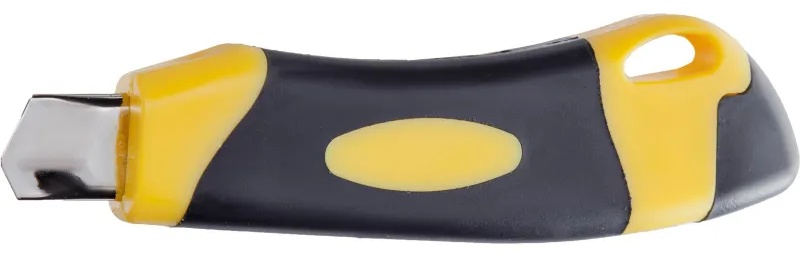 Нож канцелярский 18мм КОМУС  мет.направл.ролик.фикс. цв.в ассорт.