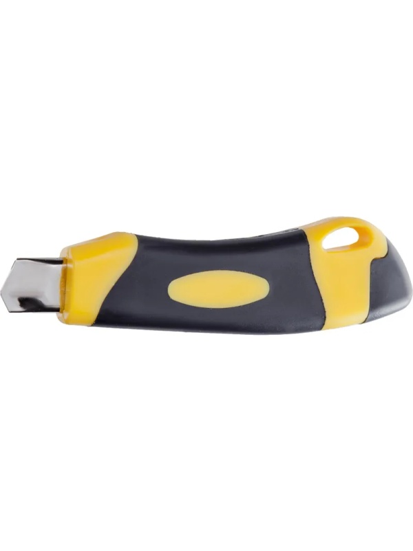 Нож канцелярский 18мм КОМУС  мет.направл.ролик.фикс. цв.в ассорт.