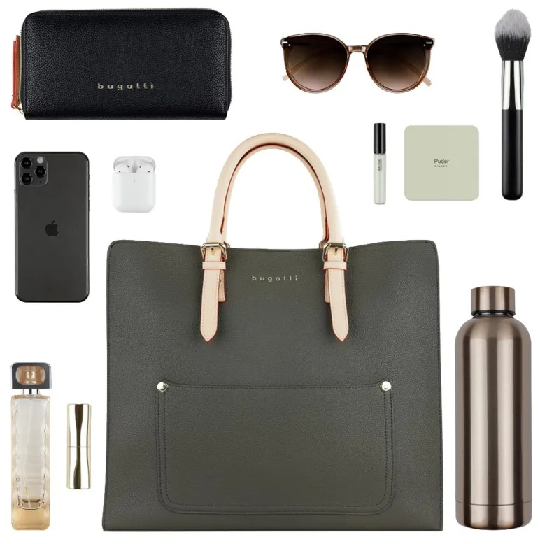 Сумка для покупок шоппер BUGATTI Ella,оливковая,полиурет,37х12х31,49664084