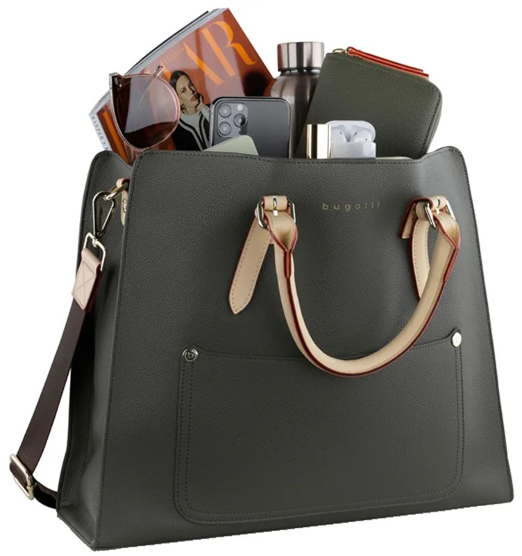 Сумка для покупок шоппер BUGATTI Ella,оливковая,полиурет,37х12х31,49664084