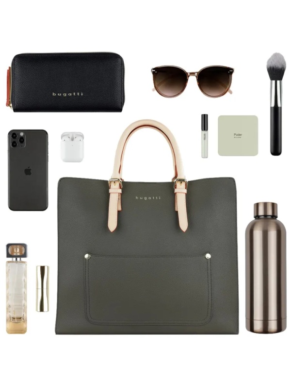 Сумка для покупок шоппер BUGATTI Ella,оливковая,полиурет,37х12х31,49664084