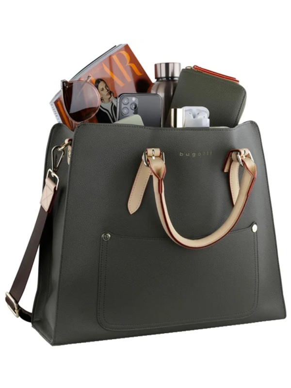 Сумка для покупок шоппер BUGATTI Ella,оливковая,полиурет,37х12х31,49664084