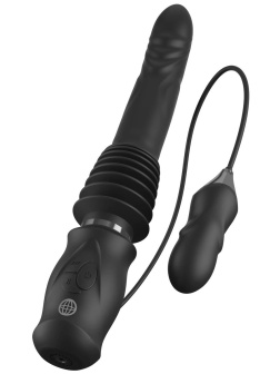 Черный автоматический вибромассажер с вибропулей Ultimate Silicone Thruster