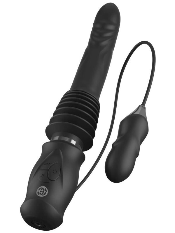 Черный автоматический вибромассажер с вибропулей Ultimate Silicone Thruster