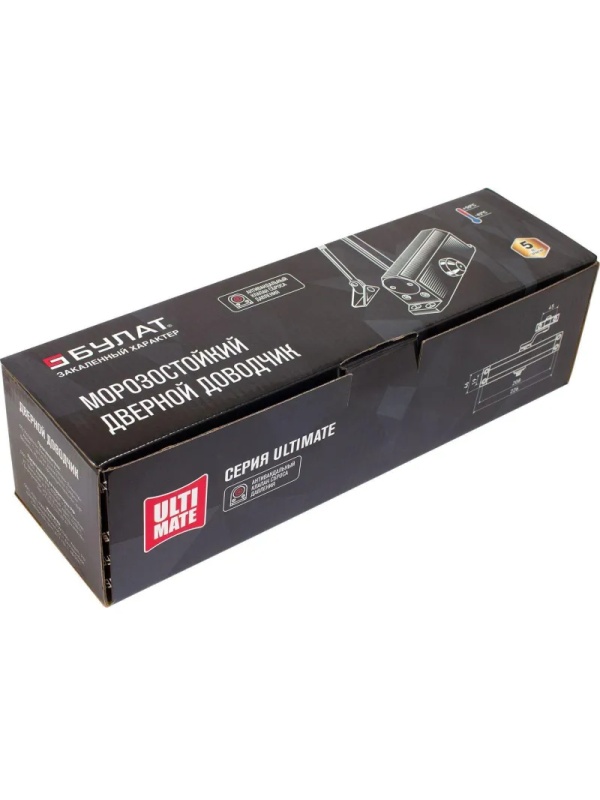 Доводчик дверной БУЛАТ ULTIMATE ДД-180 A-W (110-180 кг) белый,морозост(10)