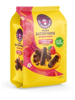Батончик мини Dr.Amaranth с клубничной начинкой в глазури без глютена 100г
