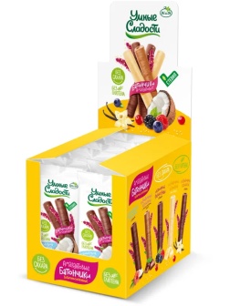 Батончик Умные сладости с кокос нач в глазур вит б/с б/фр б/гл 20г 20шт/уп