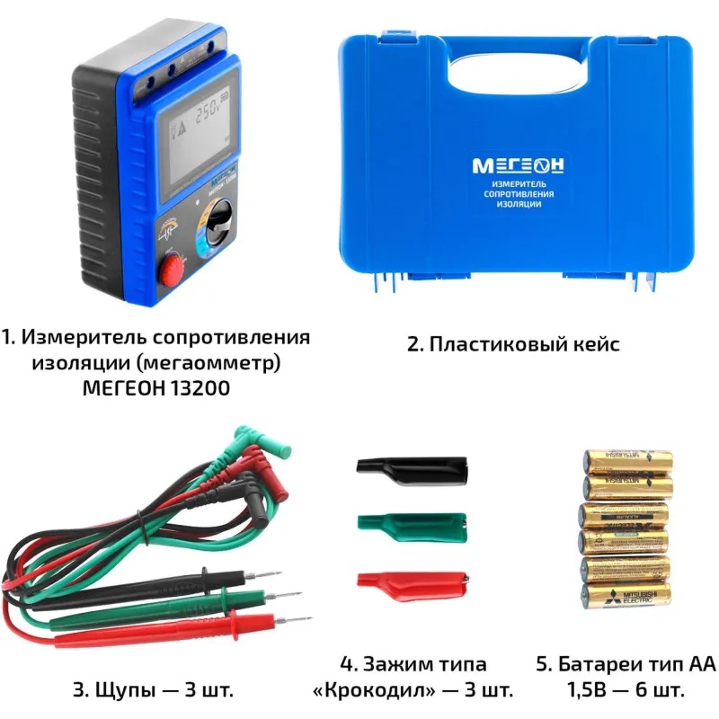 Мегаомметр измеритель сопротивления изоляции МЕГЕОН 13200 с поверкой