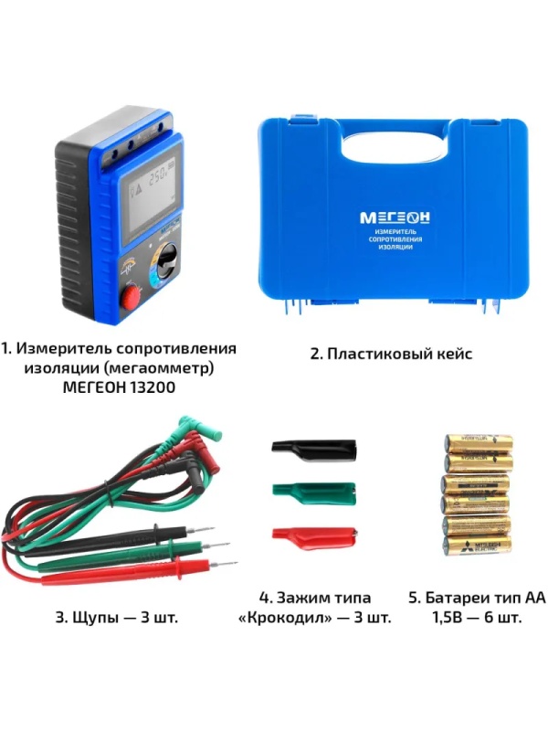 Мегаомметр измеритель сопротивления изоляции МЕГЕОН 13200 с поверкой
