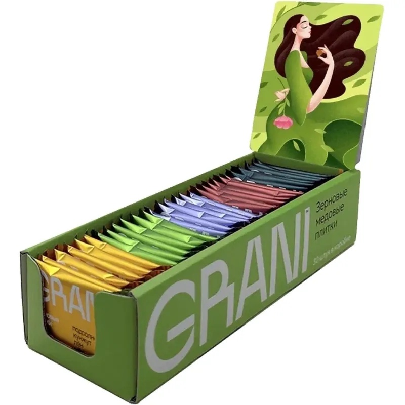 Зерновые плитки медовые GRANI ассорти 7гx30шт/уп 880690/880744