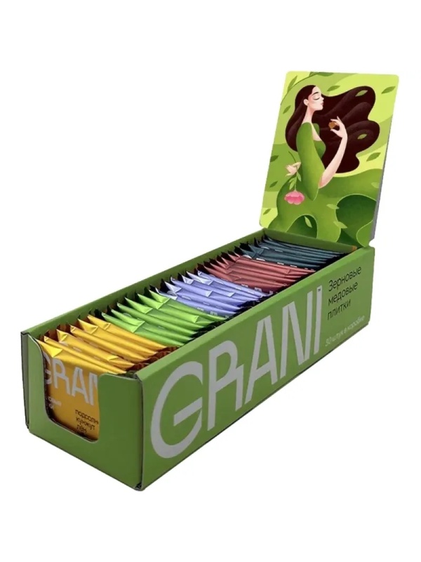Зерновые плитки медовые GRANI ассорти 7гx30шт/уп 880690/880744