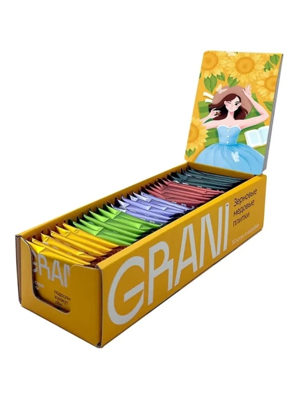 Зерновые плитки медовые GRANI ассорти 7гx30шт/уп 880690/880744