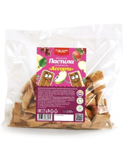 Пастила ломтиками Русские Традиции ассорти ябл, клюква, вишня, клуб, 150г