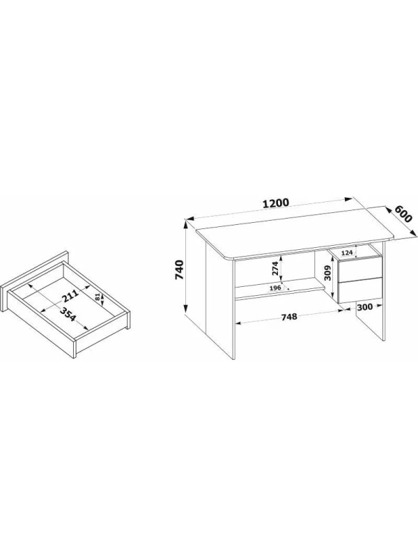 Стол компьютерный Сокол_Стол письменный СПм-07.1  Дуб сонома/белый