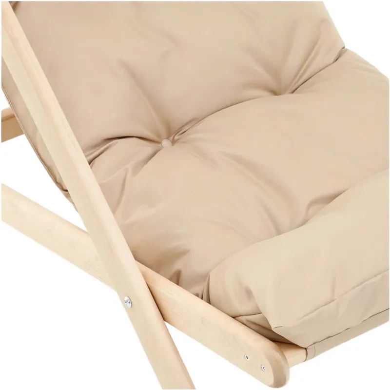 Кресло CIM_шезлонг Элит складной деревянный/подушка бежевый КШ-003-1