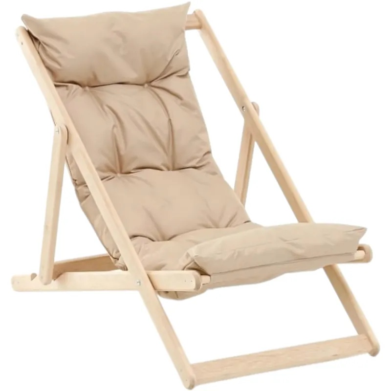 Кресло CIM_шезлонг Элит складной деревянный/подушка бежевый КШ-003-1