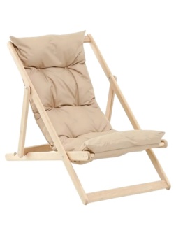 Кресло CIM_шезлонг Элит складной деревянный/подушка бежевый КШ-003-1