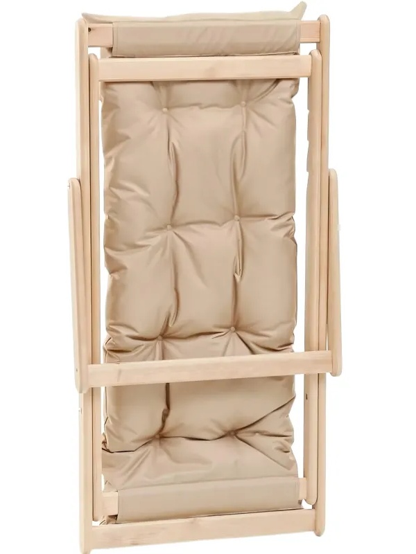 Кресло CIM_шезлонг Элит складной деревянный/подушка бежевый КШ-003-1