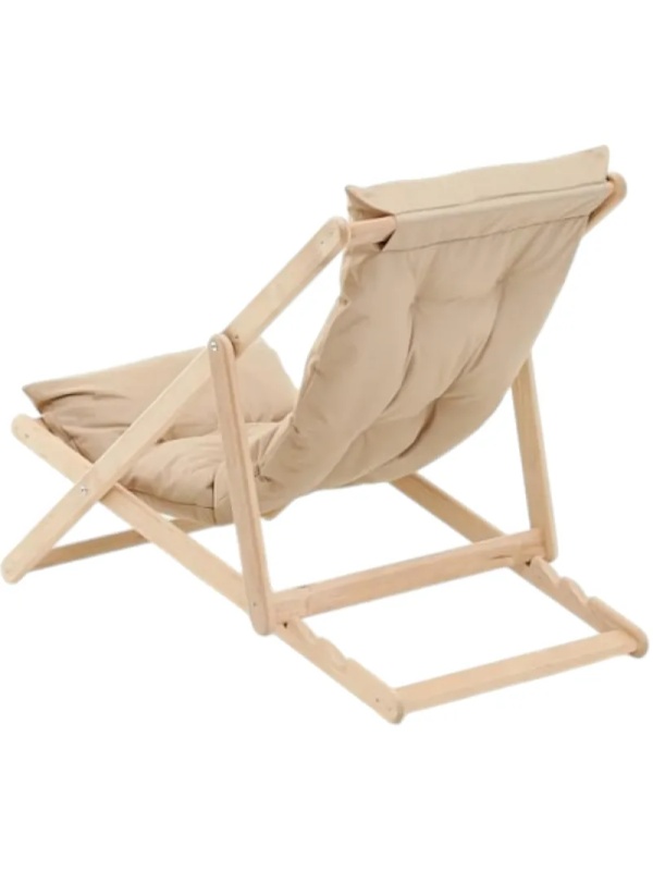 Кресло CIM_шезлонг Элит складной деревянный/подушка бежевый КШ-003-1