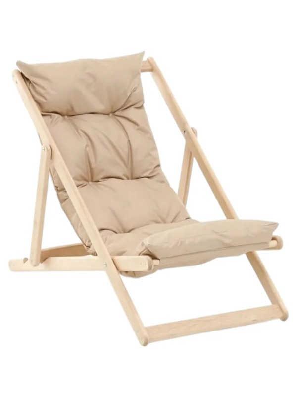 Кресло CIM_шезлонг Элит складной деревянный/подушка бежевый КШ-003-1