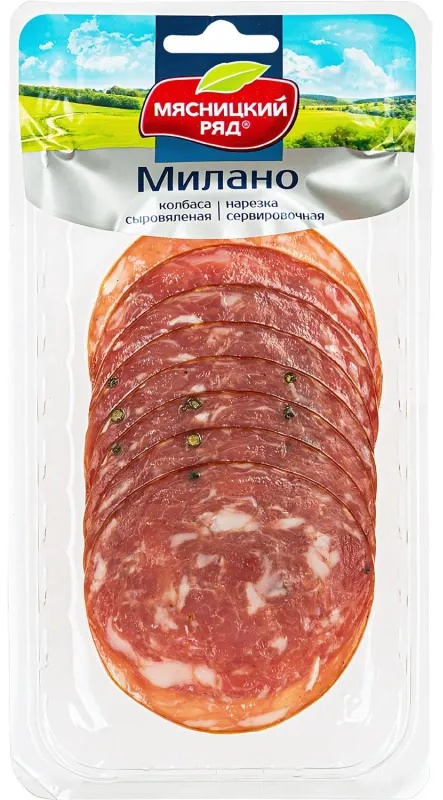 Колбаса Милано с/п, охл., нарезка 90г Мясницкий ряд