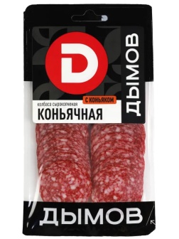 Колбаса Коньячная Дымов с/к нарезка 90 гр. шт.